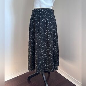 OAK + FORT Black and White Polka Dot A-Line Skirt Size S